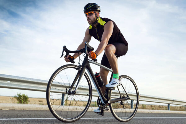 A young man cycling